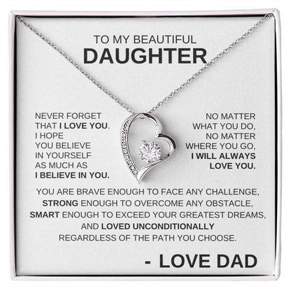 To My Beautiful Daughter - Forever Love Necklace BW