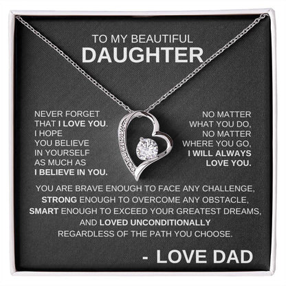 To My Beautiful Daughter - Forever Love Necklace WB Lines