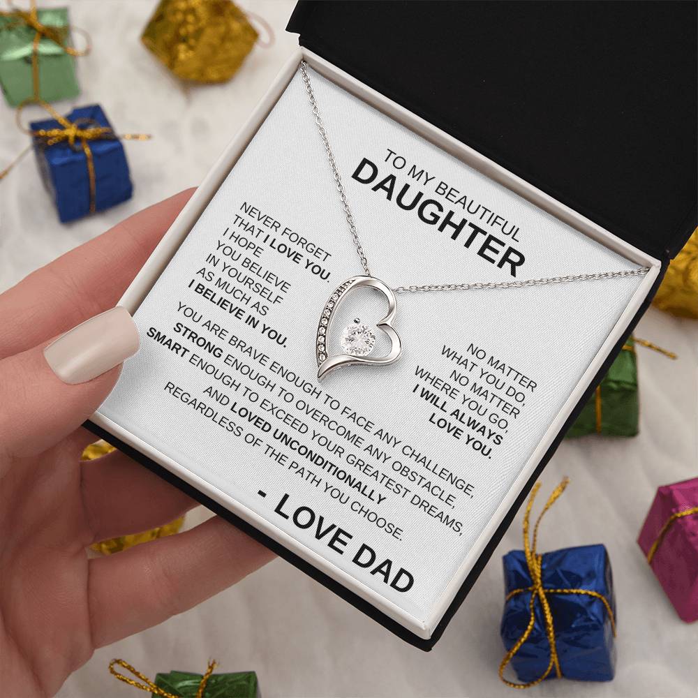 To My Beautiful Daughter - Forever Love Necklace BW