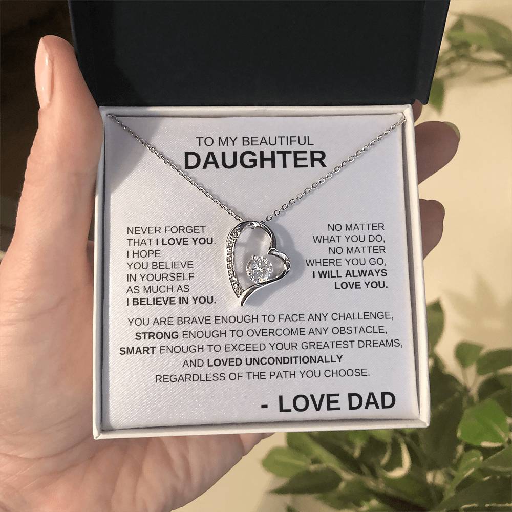 To My Beautiful Daughter - Forever Love Necklace BW