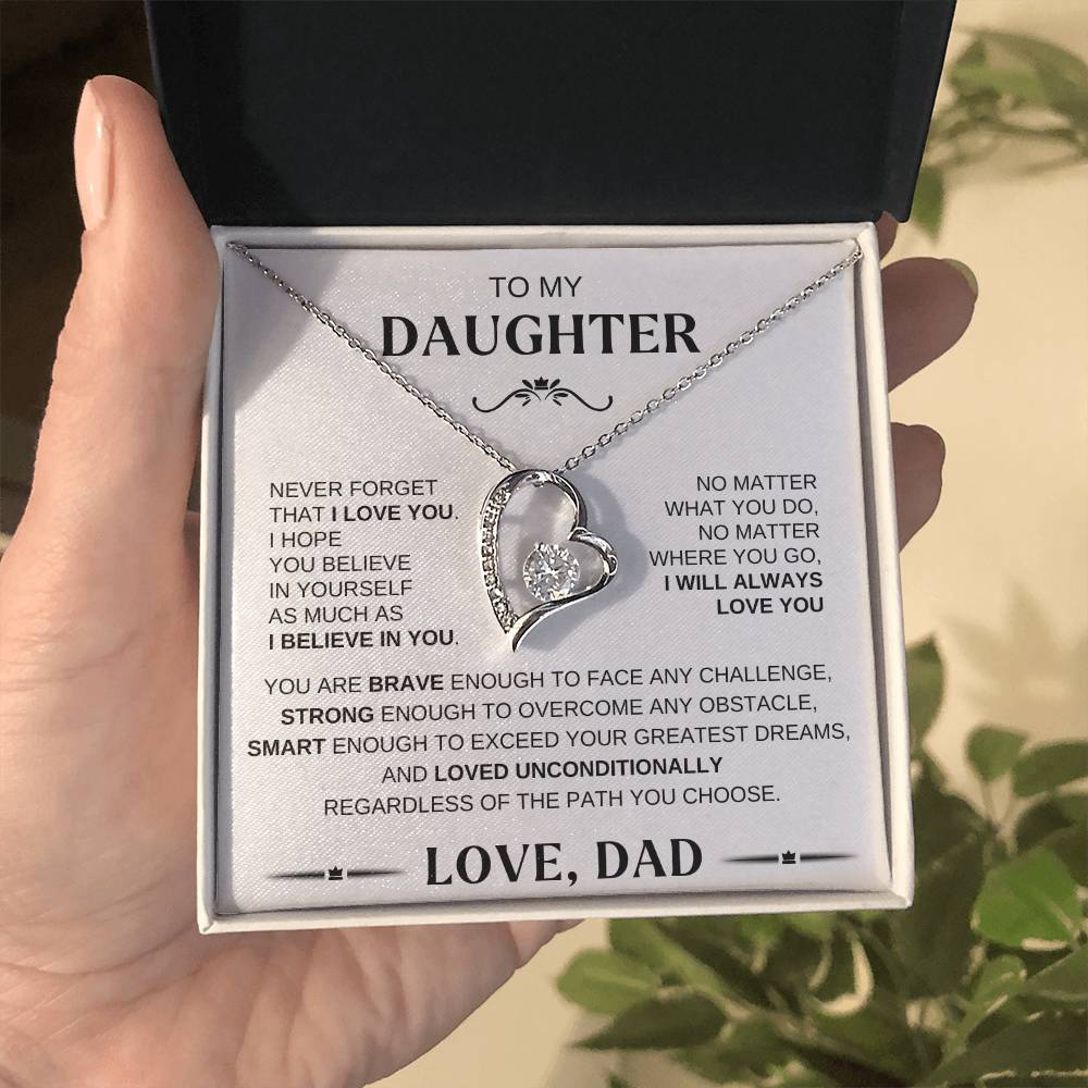 To My Daughter - Forever Love Necklace BW Conf