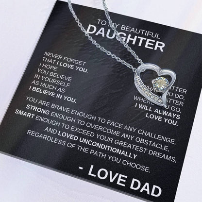 To My Beautiful Daughter - Forever Love Necklace WB Lines