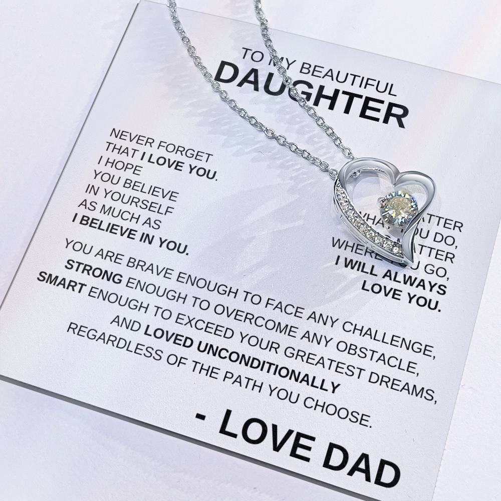 To My Beautiful Daughter - Forever Love Necklace BW