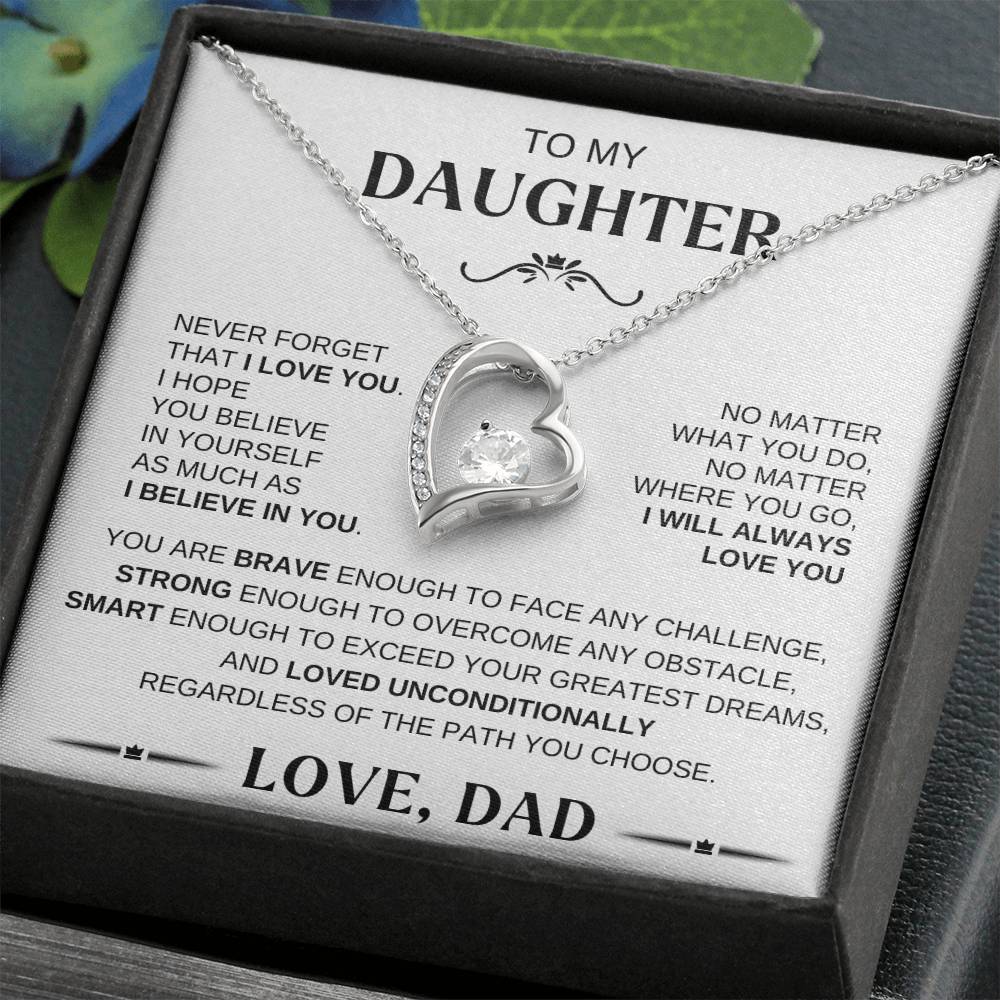 To My Daughter - Forever Love Necklace BW Conf