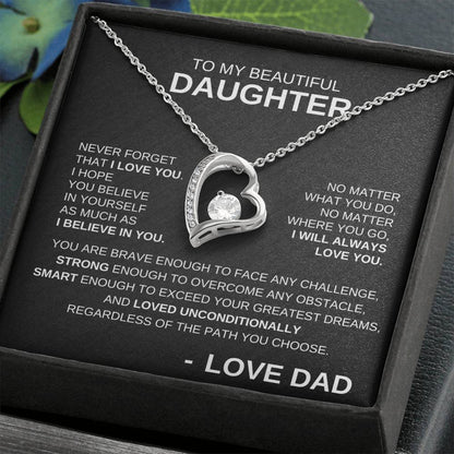 To My Beautiful Daughter - Forever Love Necklace WB Lines