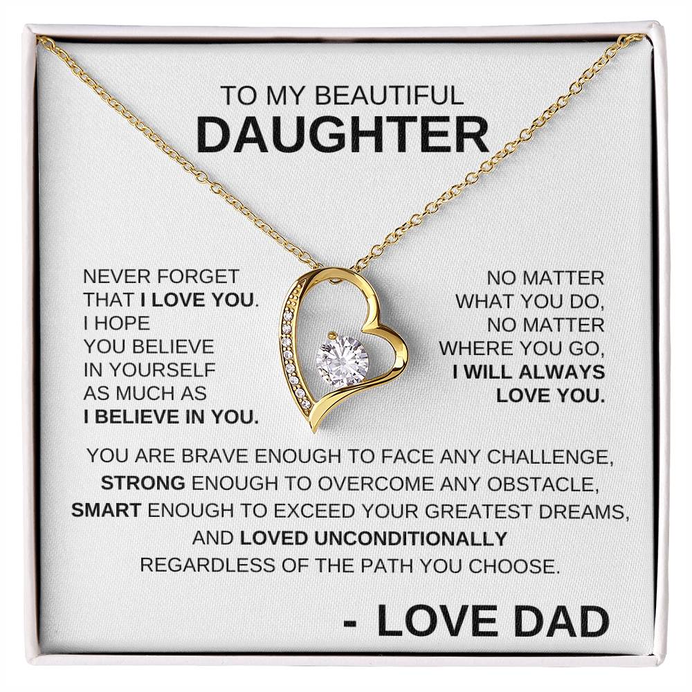 To My Beautiful Daughter - Forever Love Necklace BW