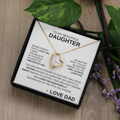 To My Beautiful Daughter - Forever Love Necklace BW