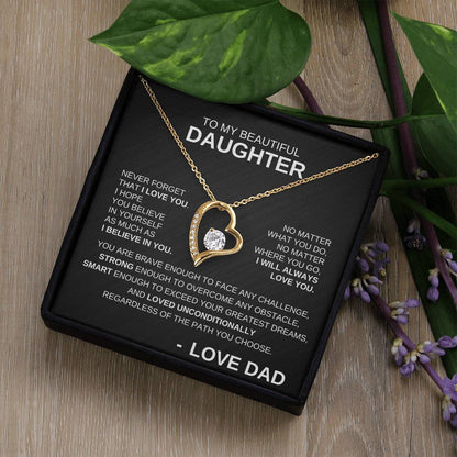 To My Beautiful Daughter - Forever Love Necklace WB Lines